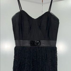 Long black strapless gown